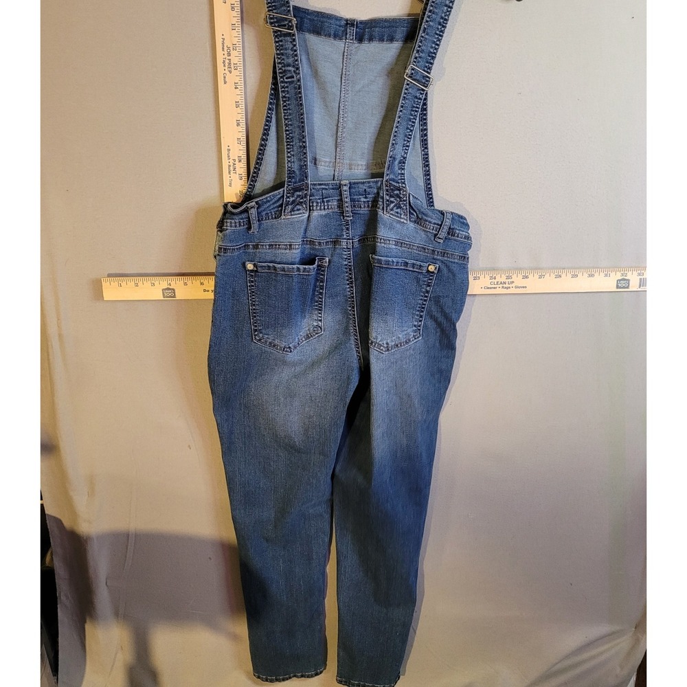 Wallflower Women Medium Wash Denim Overalls WFN12798M Blue Stretch Size L - Picture 2 of 5